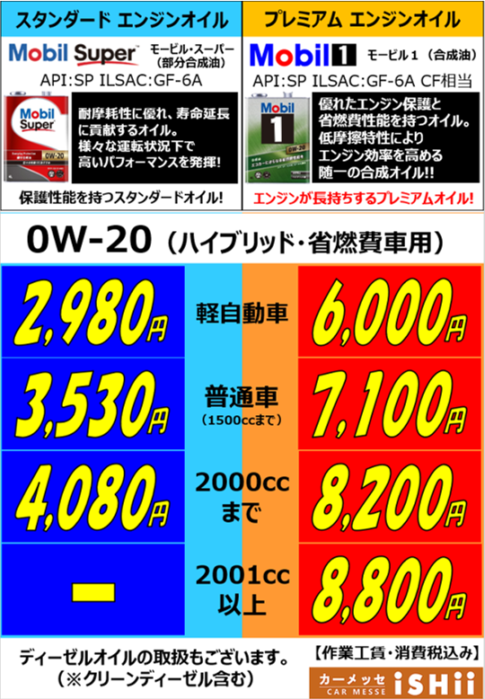 エンジンオイル価格改定のお知らせ | お知らせ | イベント